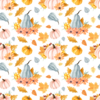 Watercolor autumn pattern png