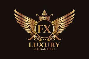 Luxury royal wing Letter FX crest Gold color Logo vector, Victory logo, crest logo, wing logo, vector logo template.