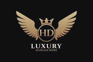 Luxury royal wing Letter HD crest Gold color Logo vector, Victory logo, crest logo, wing logo, vector logo template.