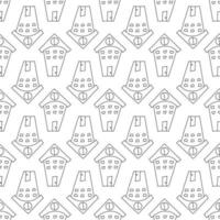 Set of Hand drawn pattern with houses in line art style. Seamless doodle black and white buildings for kids, fabric, prints vector