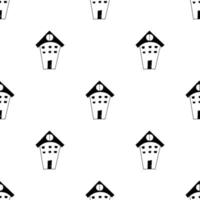 Seamless hand drawn pattern with houses. Doodle black and white pattern for kids, fabric, prints vector