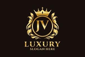 Initial JV Letter Royal Luxury Logo template in vector art for luxurious branding projects and other vector illustration.