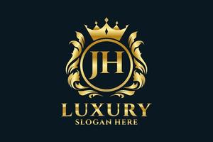 Initial JH Letter Royal Luxury Logo template in vector art for luxurious branding projects and other vector illustration.