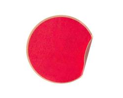 Blank red round adhesive paper sticker label isolated on white background photo