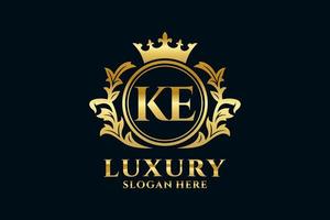 Initial KE Letter Royal Luxury Logo template in vector art for luxurious branding projects and other vector illustration.