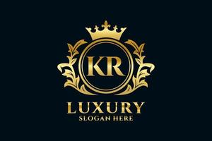 Initial KR Letter Royal Luxury Logo template in vector art for luxurious branding projects and other vector illustration.