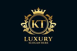 Initial KT Letter Royal Luxury Logo template in vector art for luxurious branding projects and other vector illustration.