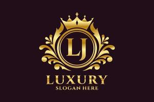 Initial LJ Letter Royal Luxury Logo template in vector art for luxurious branding projects and other vector illustration.