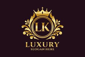 Initial LK Letter Royal Luxury Logo template in vector art for luxurious branding projects and other vector illustration.