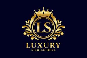Initial LS Letter Royal Luxury Logo template in vector art for luxurious branding projects and other vector illustration.