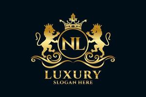 Initial NL Letter Lion Royal Luxury Logo template in vector art for luxurious branding projects and other vector illustration.