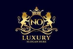 Initial NO Letter Lion Royal Luxury Logo template in vector art for luxurious branding projects and other vector illustration.