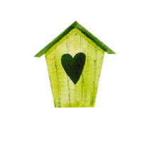 Watercolor green wood birdhouse png