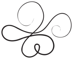 Calligraphic design element with black thin line. PNG with transparent background.