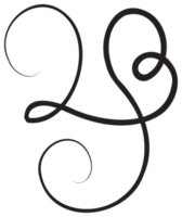 Calligraphic design element with black thin line. PNG with transparent background.