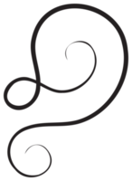 Calligraphic design element with black thin line. PNG with transparent background.