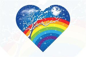 Rainbow winter t-shirt design vector