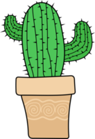Hand Drawn Cartoon Illustration of a Cactus Tree and Pot png
