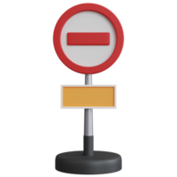 3d rendering no entry sign with pole isolated png