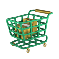 ilustración de icono 3d de carrito de compras png