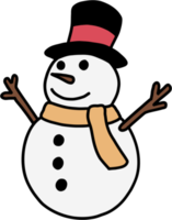 klotter freehand skiss teckning av en snögubbe. jul festival begrepp. png