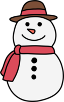 doodle desenho à mão livre de um boneco de neve. conceito de festival de natal. png