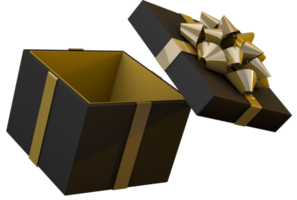 Realistic black gift box with golden ribbon a Black Friday concept 3d render