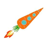 Carrots in the form of a space rocket. vector