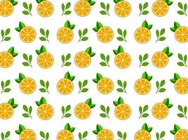 Seamless pattern  background with fruit orange slice piece and leaf . Can be used for packaging, wrapping paper, greeting cards, stickers, fabrics and prints. vector