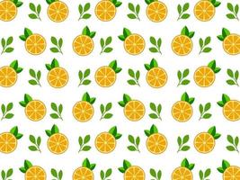 Seamless pattern  background with fruit orange slice piece and leaf . Can be used for packaging, wrapping paper, greeting cards, stickers, fabrics and prints. vector