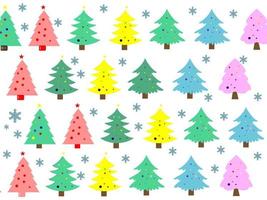 Seamless vector pattern with colorful pine trees Happy New Year and Christmas. For gift wrapping, background, fabrics, decorations and etc