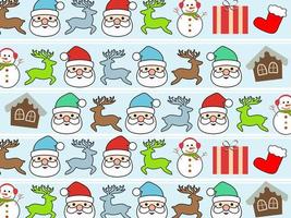 Seamless vector pattern with santa claus, gift box, deer, of Happy New Year and Christmas. For gifts wrap, background, fabric, decoration, and etc