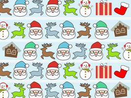 Seamless vector pattern with santa claus, gift box, deer, of Happy New Year and Christmas. For gifts wrap, background, fabric, decoration, and etc