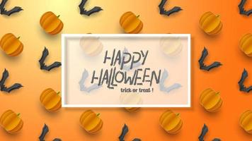 Happy Halloween banner greeting card background in paper cut style. Vector Illustration