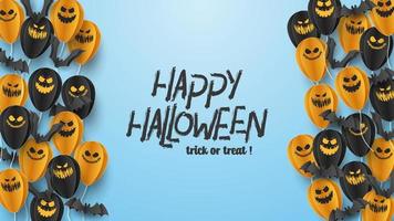 Happy Halloween banner greeting card background in paper cut style. Vector Illustration