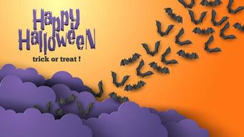 feliz fondo de tarjeta de felicitación de banner de halloween en estilo de corte de papel. ilustración vectorial vector