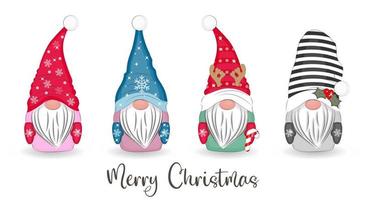 Set of cute Christmas gnomes vector illustration