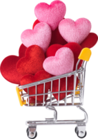 Red and pink Heart Shape on shopping cart for love wedding and valentines day png