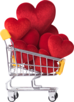 Red and pink Heart Shape on shopping cart for love wedding and valentines day png