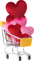 Red and pink Heart Shape on shopping cart for love wedding and valentines day png