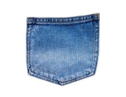 Blue denim jeans bolsillo trasero aislado sobre fondo blanco. foto