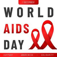 World AIDS day poster. Aids Awareness Red Ribbon. Vector illustration.