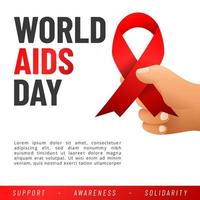 World AIDS day poster. Aids Awareness Red Ribbon. Vector illustration.