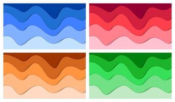 Set of 3D abstract background and paper cut shapes, vector illustration