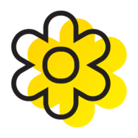 Abstract stylized flower design. PNG with transparent background.