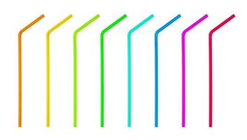 colorful plastic straw set isolated on white background photo