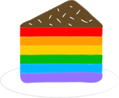 pastel de cumpleaños de arco iris, ilustración en un estilo de dibujos animados. logo para cafeterías, restaurantes, cafeterías, catering.