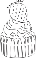 fragola cupcakes, illustrazione nel un' cartone animato stile. logo per caffè, ristoranti, caffè negozi, ristorazione. png
