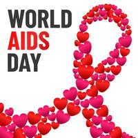 World AIDS day poster. Aids Awareness Red Ribbon. Vector illustration.