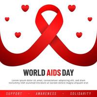 World AIDS day poster. Aids Awareness Red Ribbon. Vector illustration.